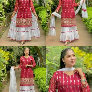 সারারা 32-44 বডি 40 লং পেন্ট প্রিমিয়াম নেট ফ্যাব্রিক পেন্ট এন্ড ওড়না জর্জেট ফ্যাব্রিক এন্ড সিকুইন্স এম্ব্রটারি কাজ করা কামিজ